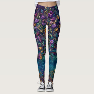 Leggings Pantalon de survêtement floral Arbre de Vie Violet