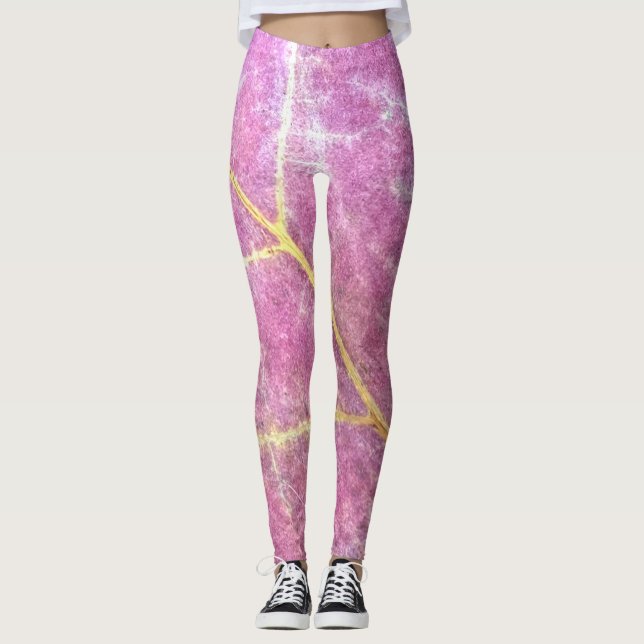 Leggings Pantalon de yoga à feuilles roses (Devant)