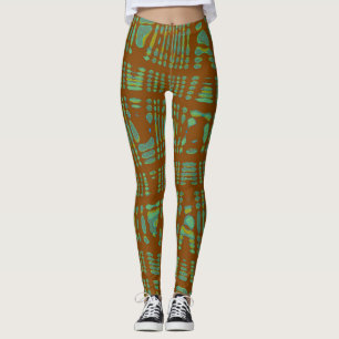 Leggings Pantalon de yoga à motif tribal marron vert