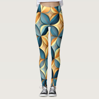 Leggings Pantalon de Yoga de Geo Bleu et Or