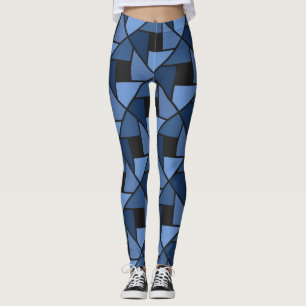Leggings Pantalon de yoga géométrique bleu et noir