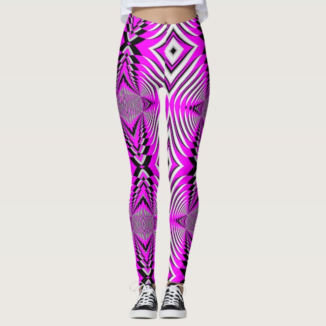 Leggings Pantalon de Yoga Pantalon Motif rose Fuschia fait  (Devant)