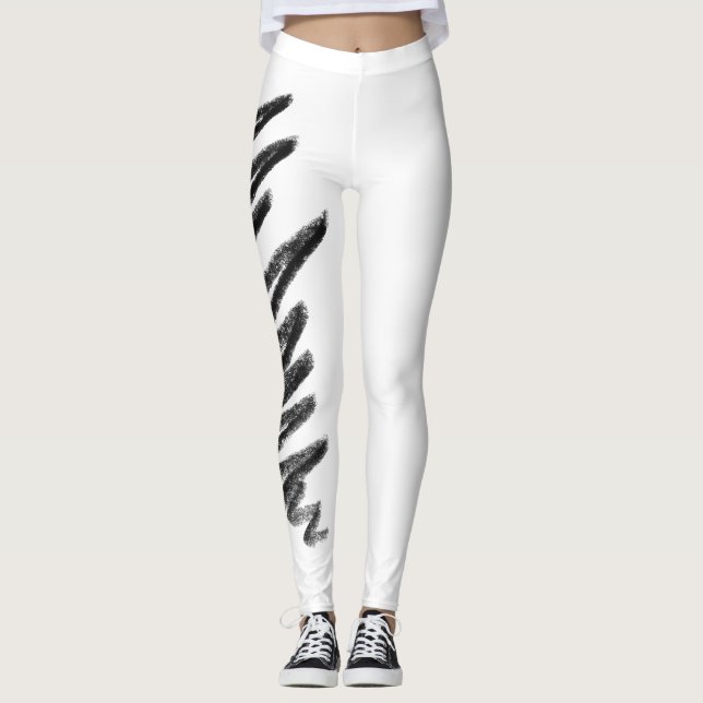 Leggings Pantalon de Yoga Scribble, noir et blanc (Devant)