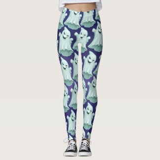 Leggings Pantalon éffrayant d'Halloween violet fantôme pour