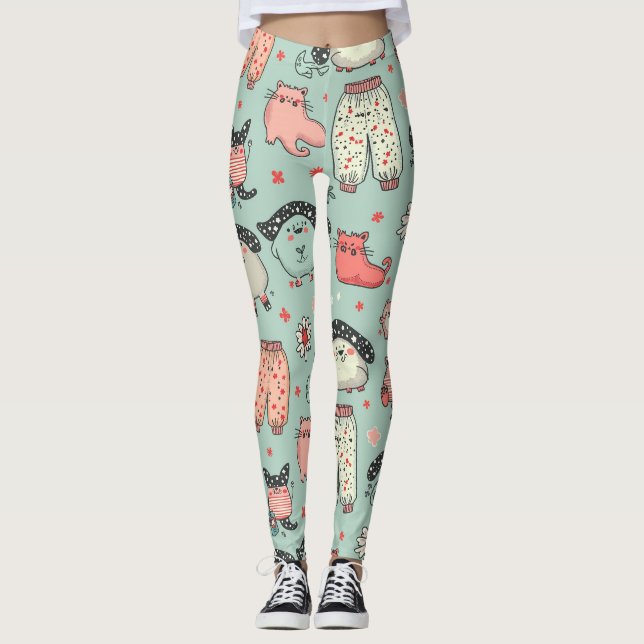 Leggings pantalon en pyjama motif avec des personnages fant (Devant)