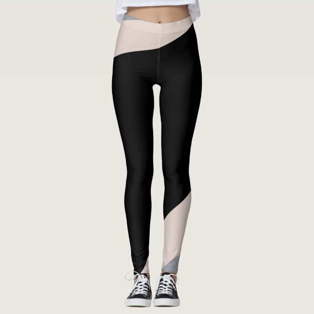 Leggings Pantalon rose/gris/noir de yoga (Devant)