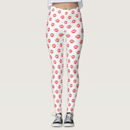 Leggings Pantalon rouge blanc de baiser de guêtres