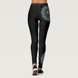Leggings Pantalon turquoise de yoga de mandala de guêtres