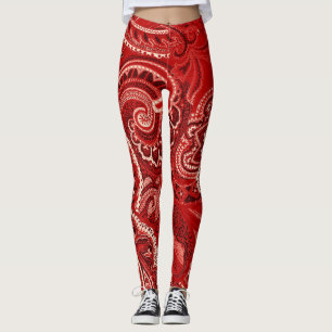 Leggings Pantalon unique de bandanna rouge de Paisley rétr