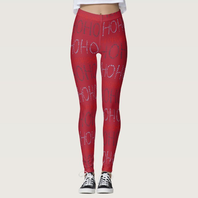 Leggings Papier à enveloppement vert sauge de Noël Hohoho (Devant)
