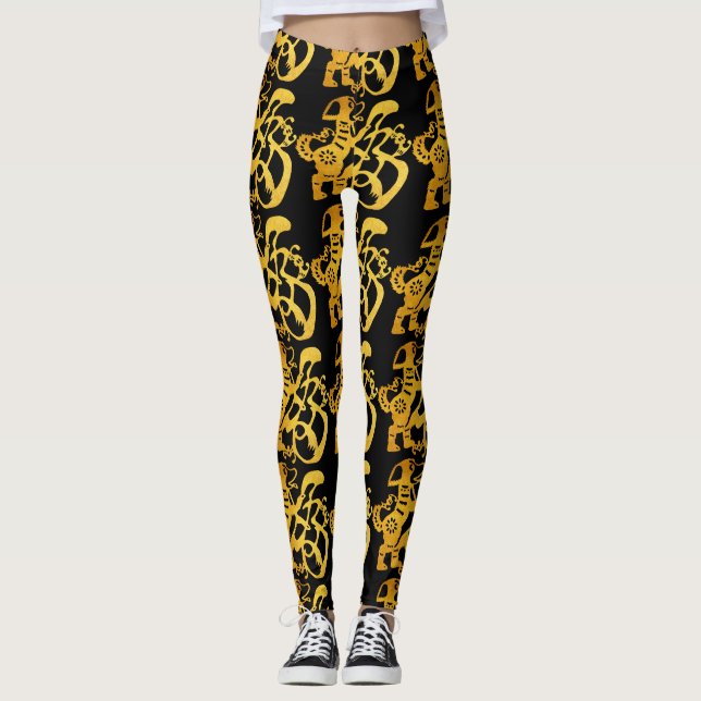 Leggings Papier Chien d'or coupé chinois Nouvel An Annivers (Devant)