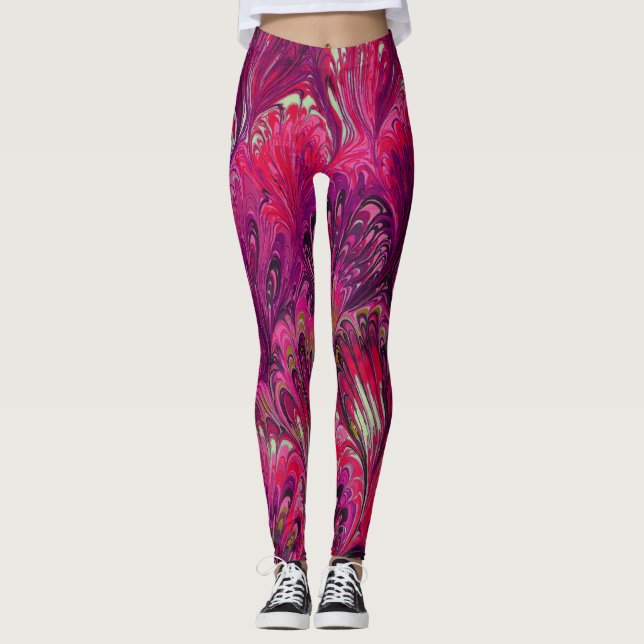 LEGGINGS PAPIER MARBÉ, MOTIF PINK PEACOCK ABSTRAIT (Devant)