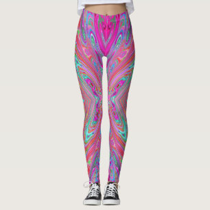 Leggings Papillon Abstrait Rose, Aqua et Magenta Trippy