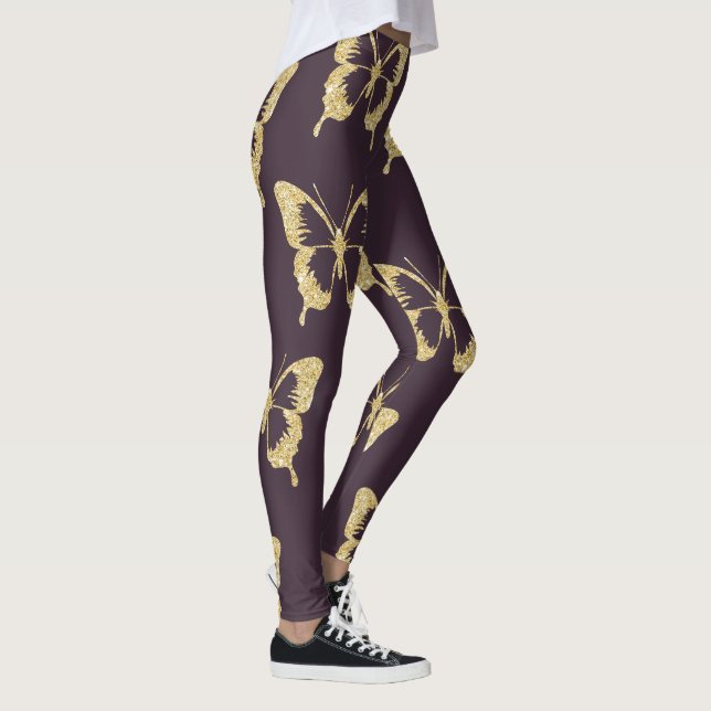 Leggings papillon élégant à parties scintillant d'or (Droite)
