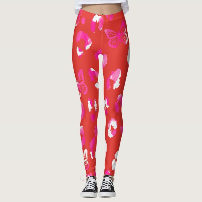 Leggings Papillon léopard rose (Devant)