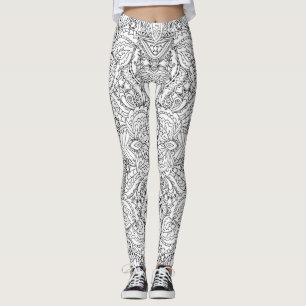Leggings Papillon noir et blanc Paisley