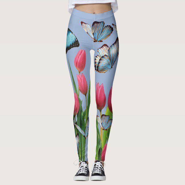 Leggings Papillon tulipe à fleurs (Devant)