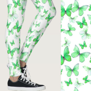 Leggings Papillon vert féminin motif fantaisiste