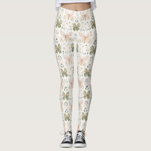 Leggings Papillon Vert Menthe Rose Blush