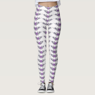 Leggings papillon violet blanc