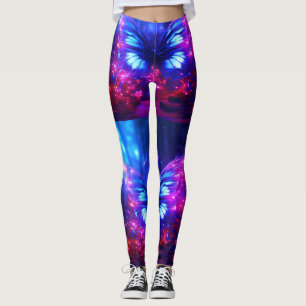 Leggings Papillons Bleus et Violets sur un Vêtement Personn