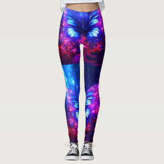 Leggings Papillons Bleus et Violets sur un Vêtement Personn