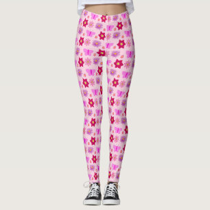 Leggings Papillons et fleurs roses pour bébé fille à motifs