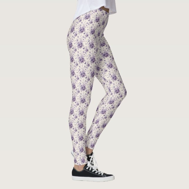 Leggings Papillons Fleurie de Toile de France Violet (Droite)