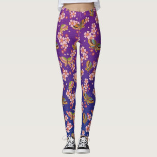 Leggings Papillons japonais au milieu de Sakura Douche viol