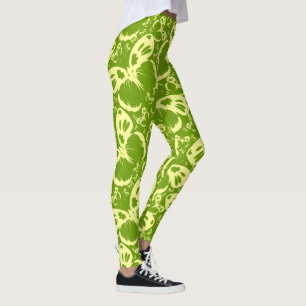 Leggings Papillons Motif Arrière - plan vert