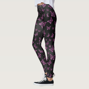 Leggings Papillons Rose Chaud Brillant Glam