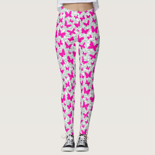 Leggings Papillons roses sur des plantes sans fond