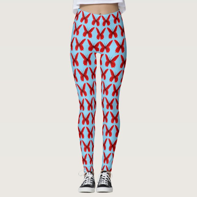 Leggings Papillons rouges que vous choisissez Couleur Arriè (Devant)