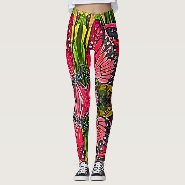 Leggings Papillons rouges vibrants (Devant)