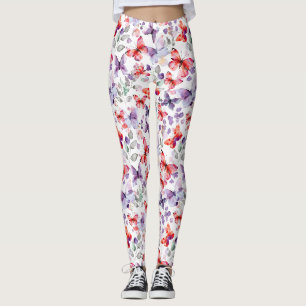 Leggings Papillons rouges violets
