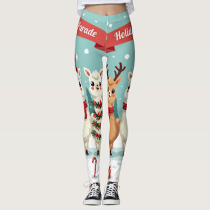 Leggings Parade de lamas de Noël 