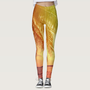 Leggings Paradis de plage tropicale : Paysage serein.