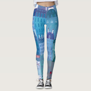 Leggings Paris Blues Cityscape Painting France