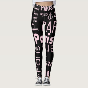 Leggings Paris rose et noir
