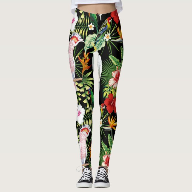 Leggings Parrot et Macaw avec Motif Plante tropical (Devant)