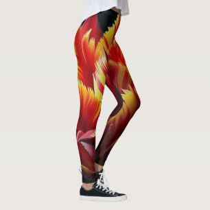 Leggings Parrot Tulip Floral Rouge et Jaune