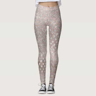 Leggings Parties scintillant Argent Pearl Coeurs Rose Rose 