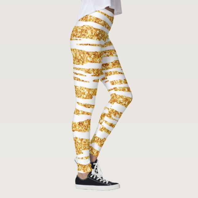 Leggings Parties scintillant blanche or Boho Populaire Tige (Droite)