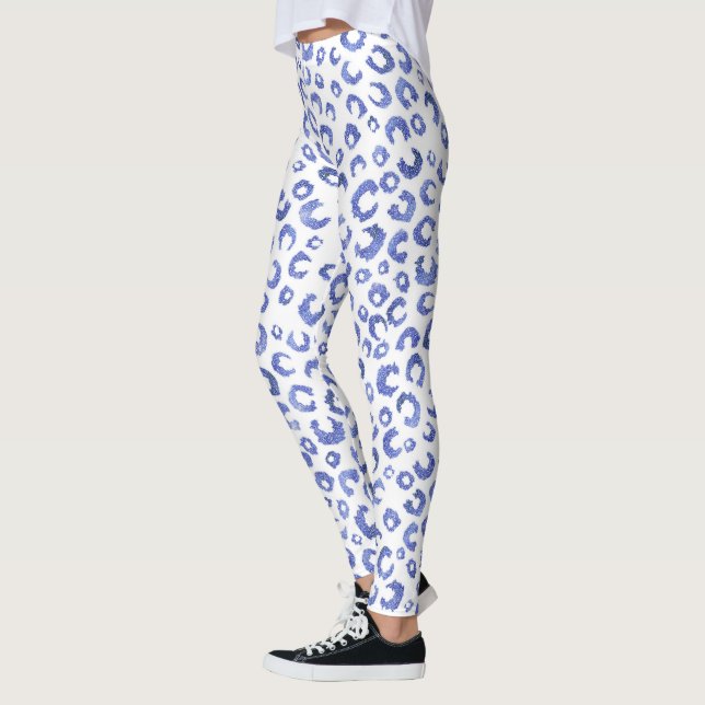 Leggings Parties scintillant bleu blanc Poster de animal lé (Gauche)