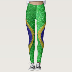 Leggings Parties scintillant Brésil Drapeau brésilien Mode 