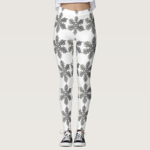 Leggings Parties scintillant d'argent Snowflake White Chris