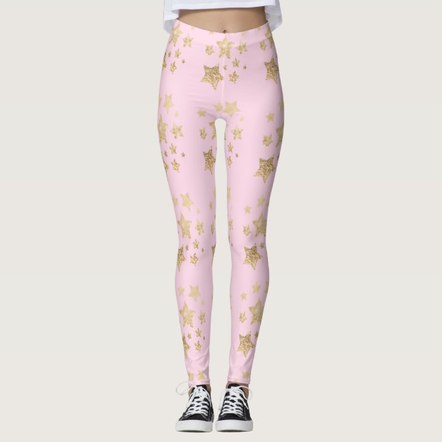 Leggings Parties scintillant d'or champagne scintille Étoil (Devant)