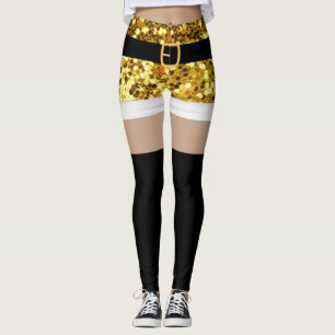 Leggings parties scintillant d'or de Mme Santa Claus
