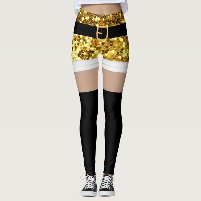Leggings parties scintillant d'or de Mme Santa Claus (Devant)