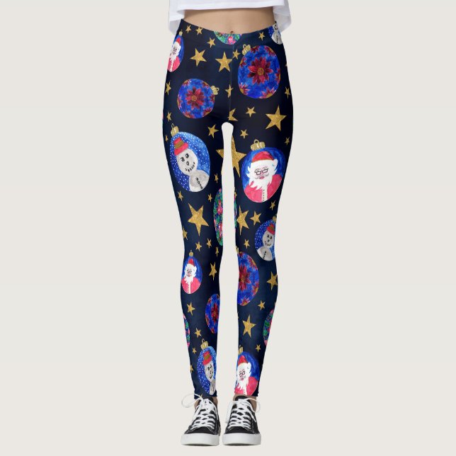 Leggings Parties scintillant d'or Festive Étoiles Ornements (Devant)